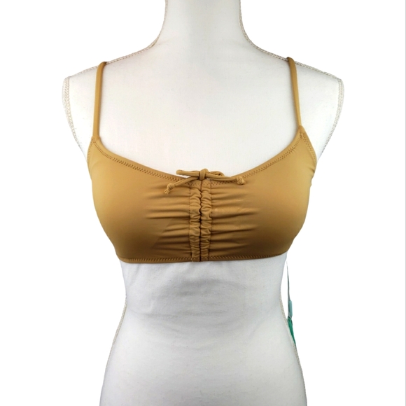 Nova Swim NWT Seqorita Margarita Ruched Bikini Top in Tan Size Large - Picture 1 of 11